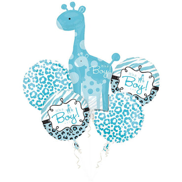 Safari Baby Boy Bouquet Balloons & Streamers - Party Centre