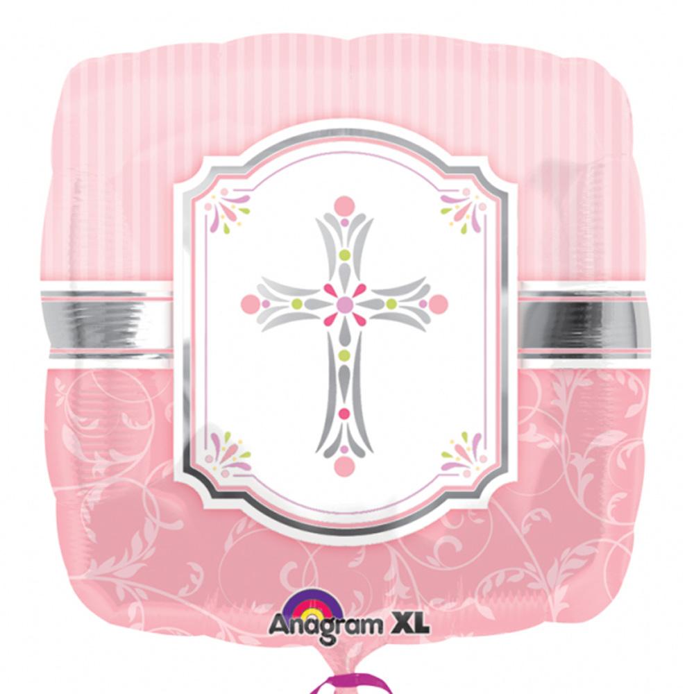 Communion Blessings Pink Square Foil 18in Balloons & Streamers - Party Centre