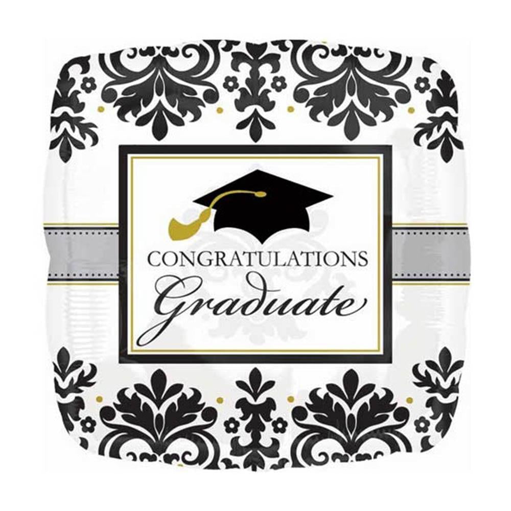 Black & White Grad Square Foil Balloon 18in Balloons & Streamers - Party Centre