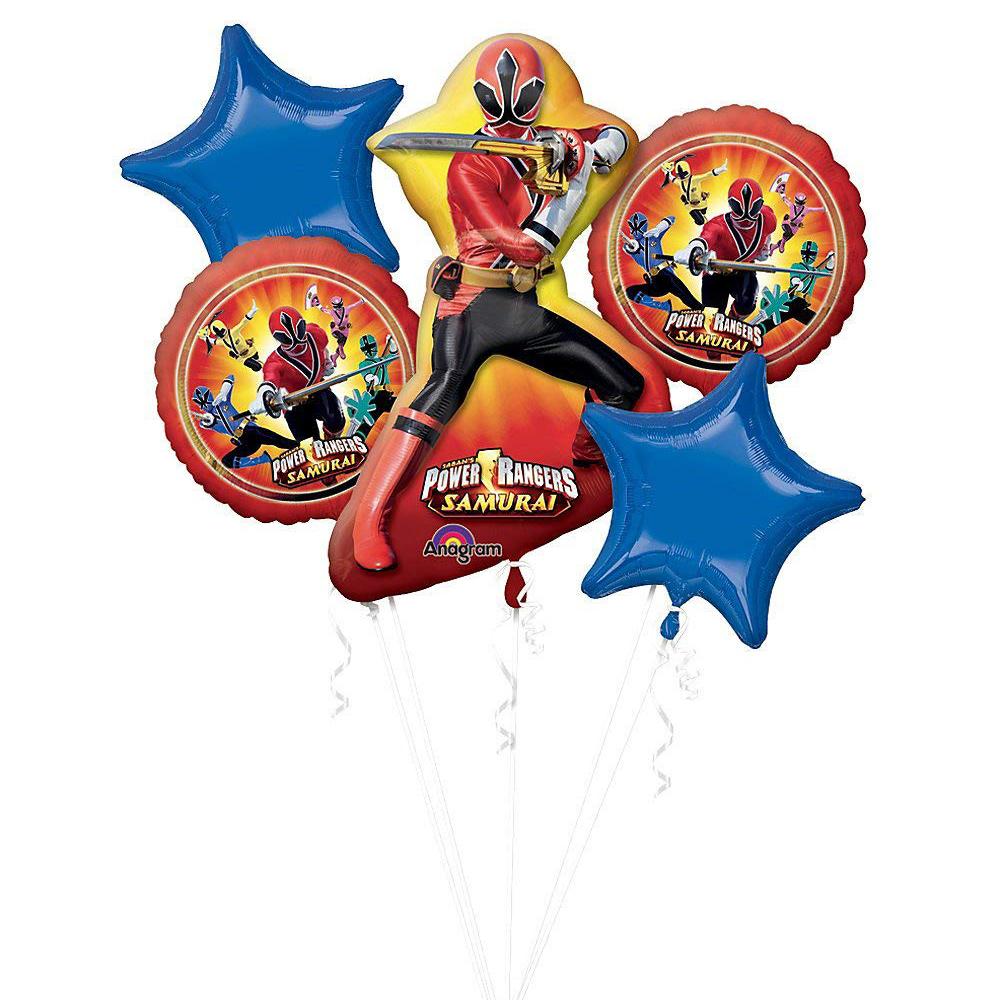Power Rangers Samurai Balloon Bouquet 5pcs Balloons & Streamers - Party Centre