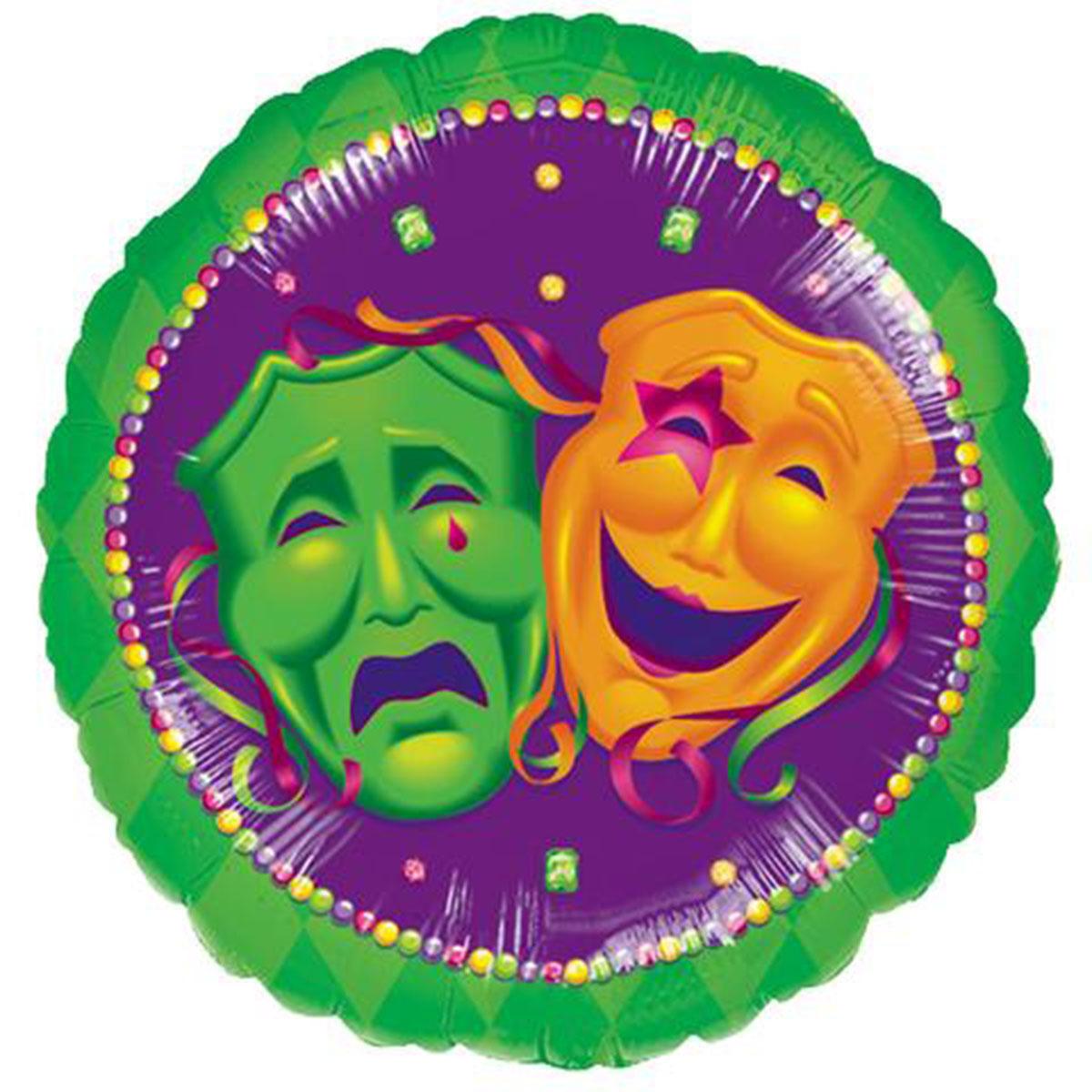 Masquerade Comedy/Tragedy Foil Balloon 18in Balloons & Streamers - Party Centre