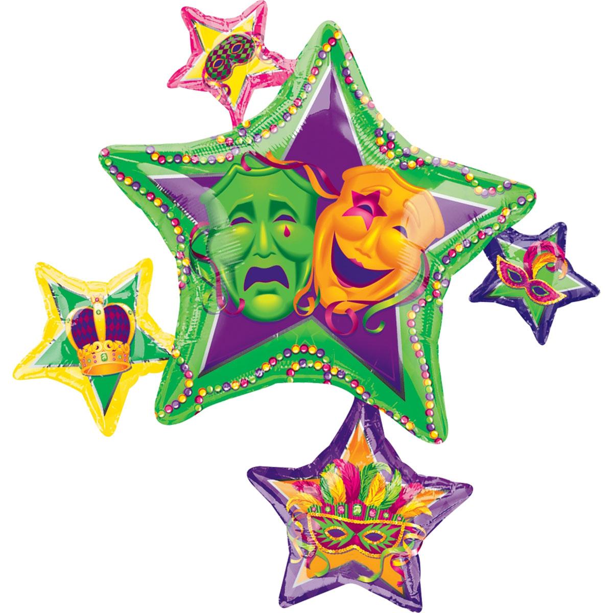 Masquerade Star Cluster Foil Balloon 32 x 35in Balloons & Streamers - Party Centre