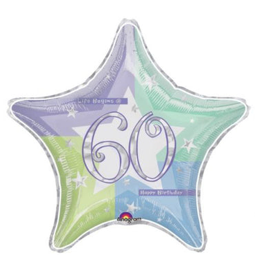 Birthday Shimmer 60th Birthday Foil Balloon 19in Balloons & Streamers - Party Centre