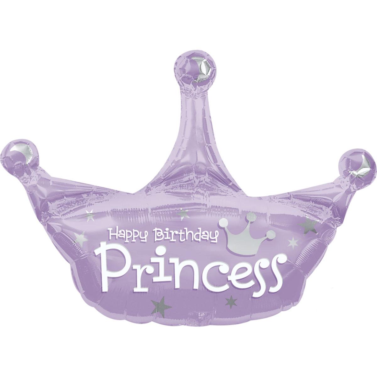 Birthday Princess Crown Foil Balloon 25 x 34in Balloons & Streamers - Party Centre