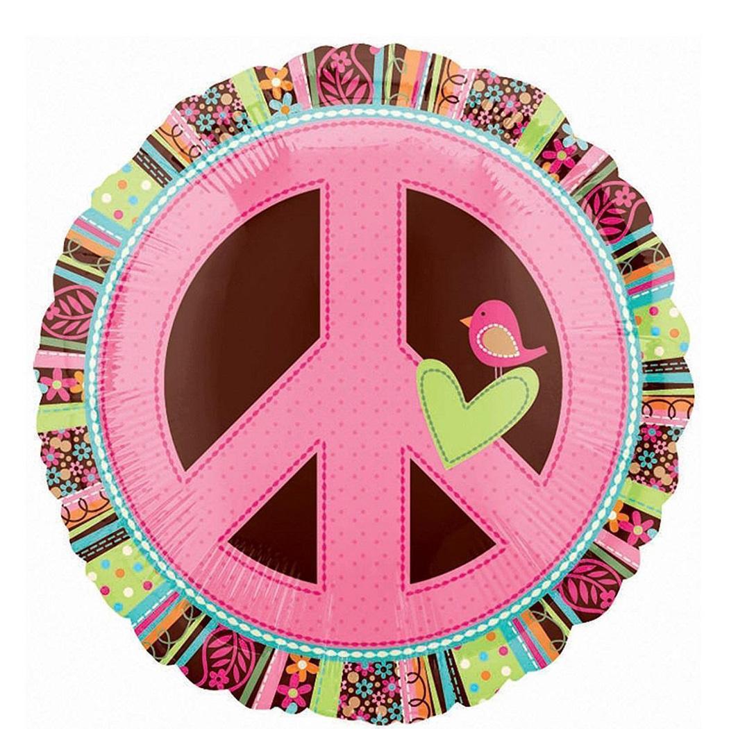 Hippie Chick Peace Sign Foil Balloon 18in Balloons & Streamers - Party Centre