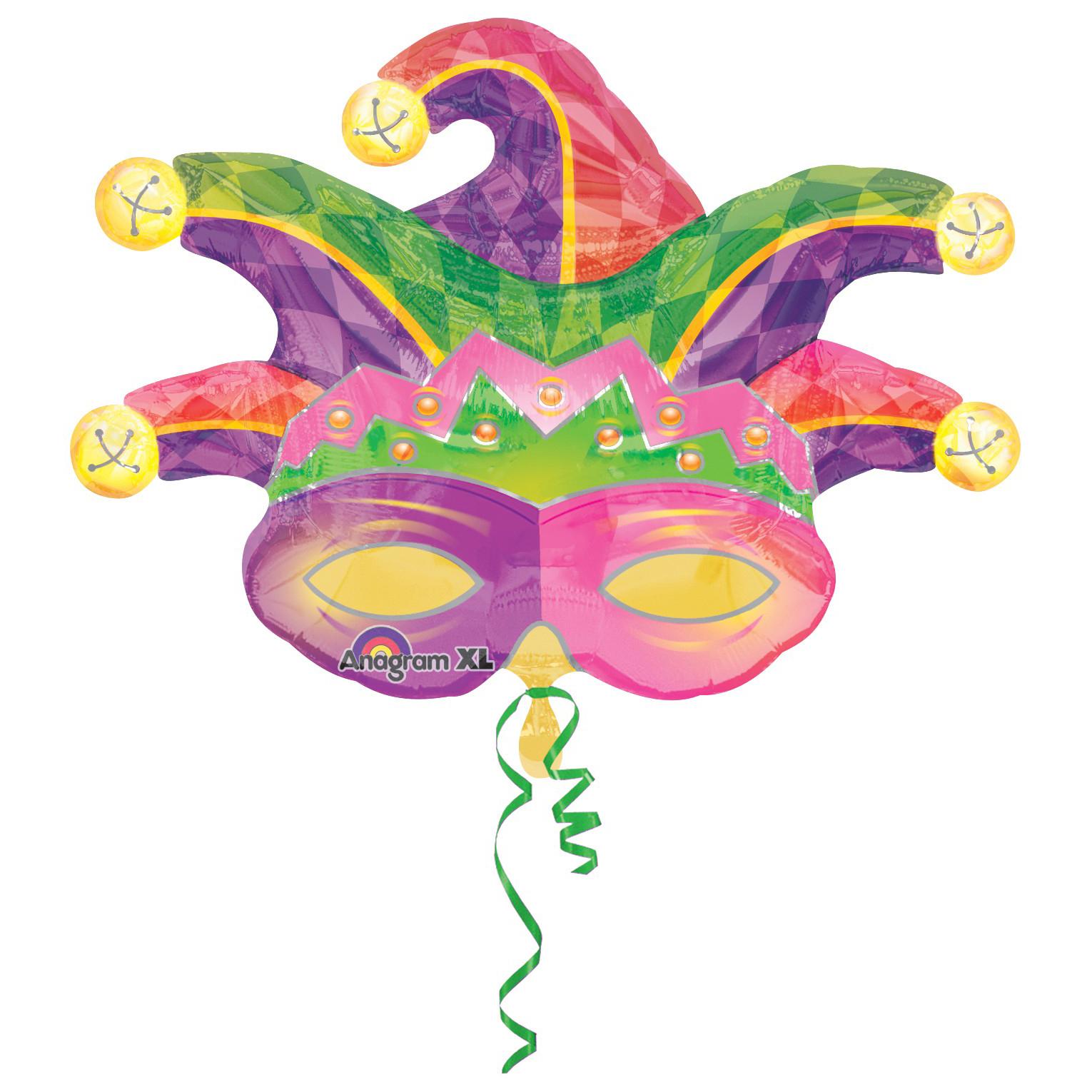 Mardi Gras Mask Foil Balloon 31 x 23in Balloons & Streamers - Party Centre