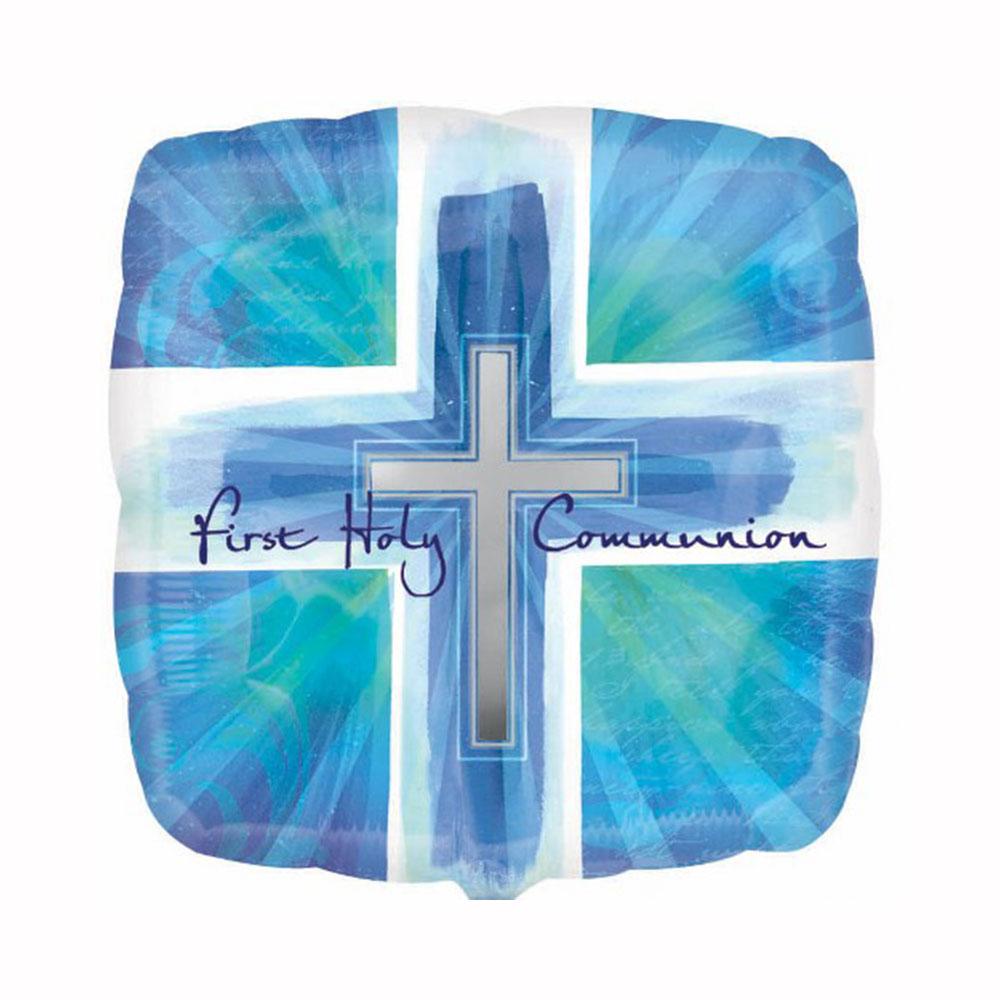 Blue Joyous Cross Foil Balloon 18in Balloons & Streamers - Party Centre