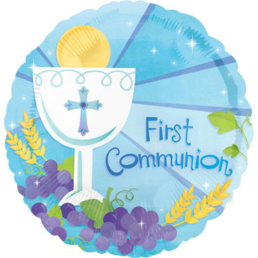 First Communion Blue Foil Balloon 18in Balloons & Streamers - Party Centre