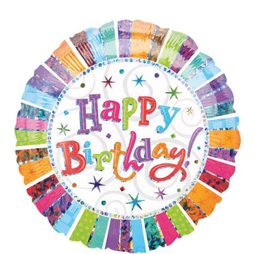 Radiant Birthday Holographic Balloon 18in Balloons & Streamers - Party Centre