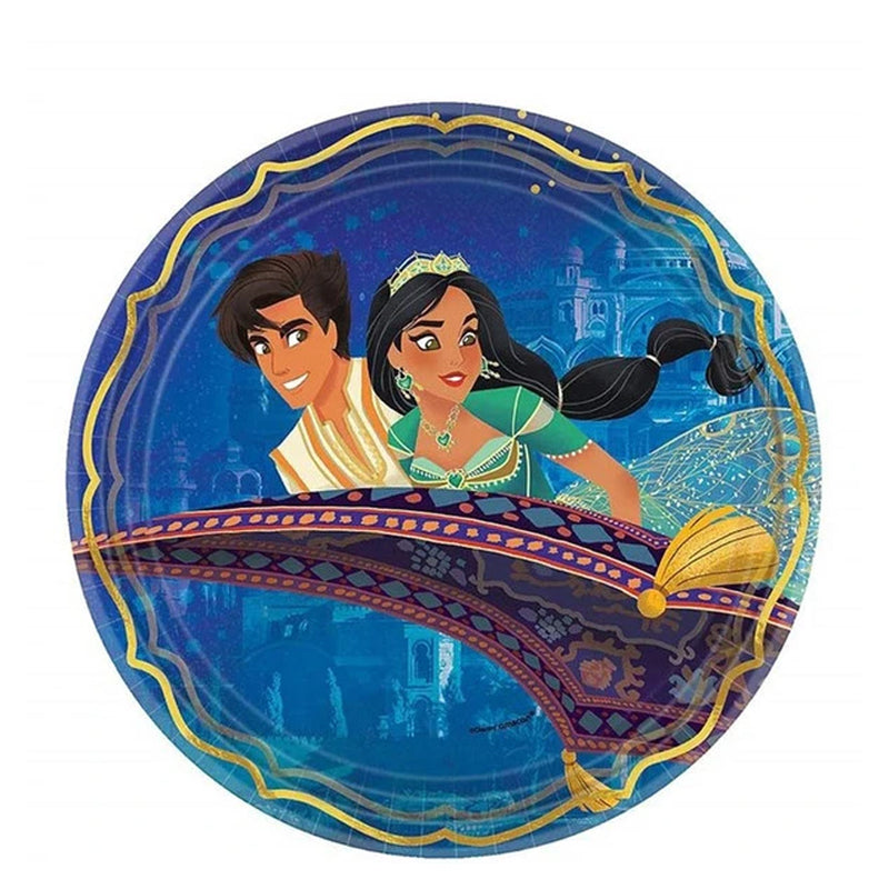 Disney Aladdin Round Paper Plates 9in, 8pcs Printed Tableware - Party Centre