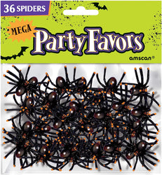 Halloween Plastic Spiders Mega Value Pack Favors 36pcs