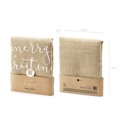 Jute Merry Christmas Table Runner White 50cm