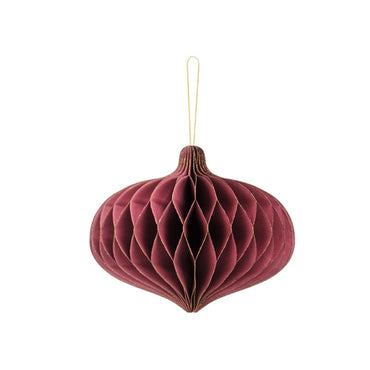 Paper Honeycomb Ornament Oval Deep Red 13cm