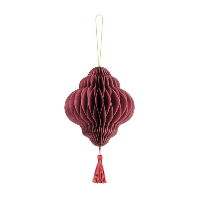 Paper Honeycomb Ornament Lantern Deep Red 13cm