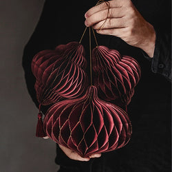 Paper Honeycomb Ornament Lantern Deep Red 13cm