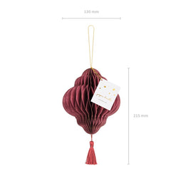 Paper Honeycomb Ornament Lantern Deep Red 13cm
