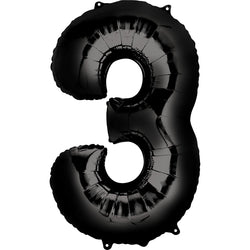 Black Number SuperShape Foil Balloons