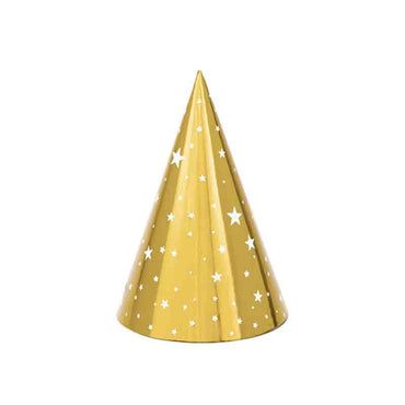 Gold Stars Party Hats 6pcs