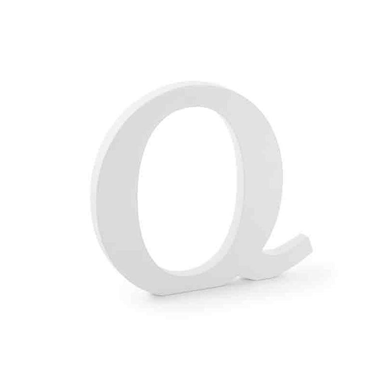 Letter Q White Wooden Sign 22.5x20.5cm