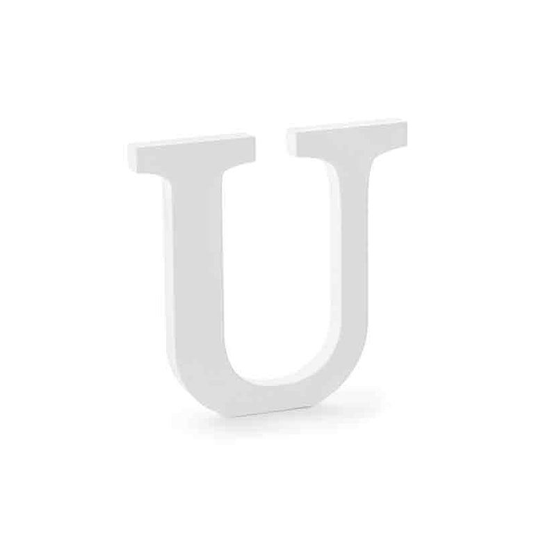 Letter U White Wooden Sign 20.5x20cm