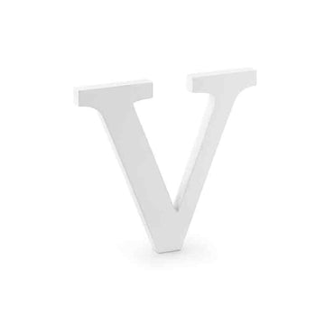 Letter V White Wooden Sign 21x20cm