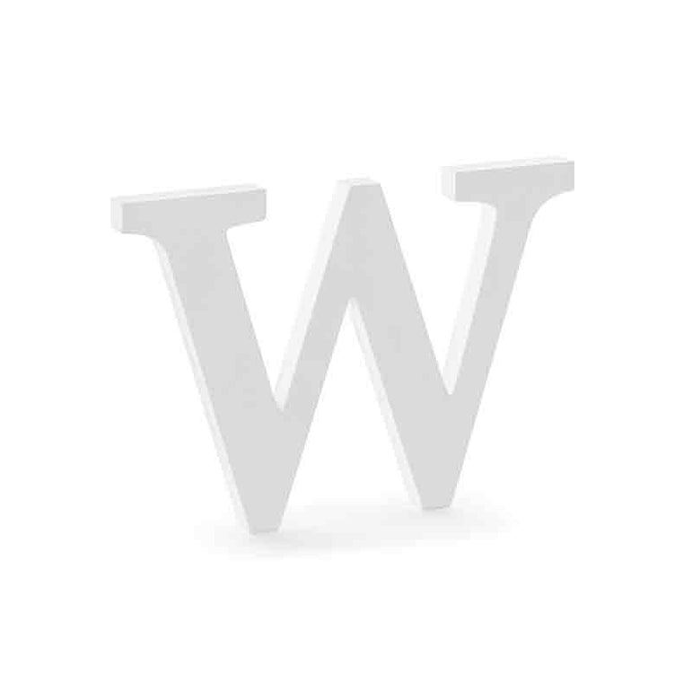 Letter W White Wooden Sign 26.5x19cm