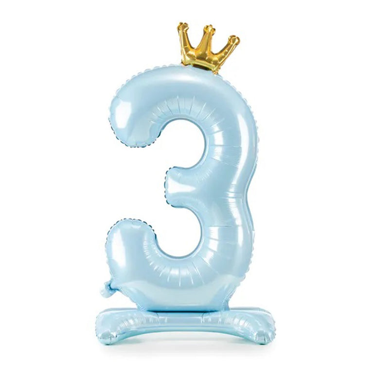 Sky Blue Standing Foil Balloon Number, 84cm