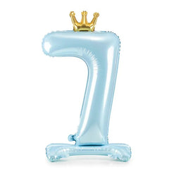 Sky Blue Standing Foil Balloon Number, 84cm