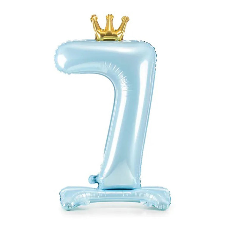 Sky Blue Standing Foil Balloon Number, 84cm