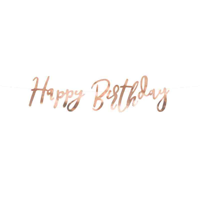 Happy Birthday Rose Gold Banner 16.5x62cm