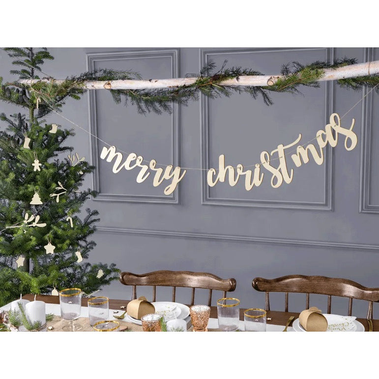 Merry Christmas Wooden Banner 87cm