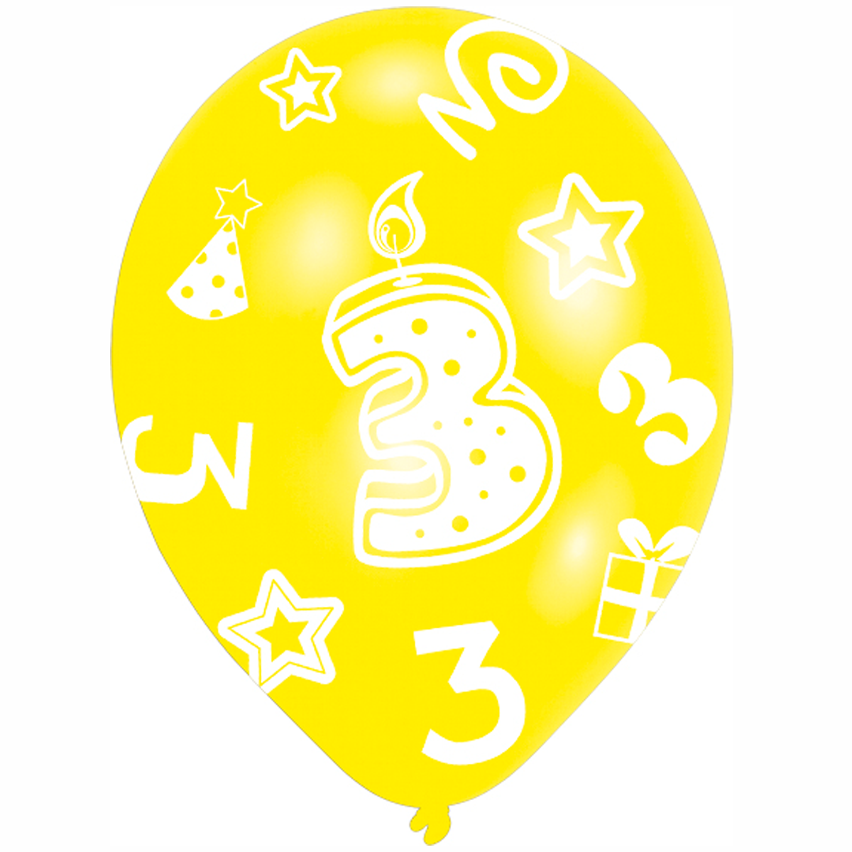 3rd Birthday Assorted Colors Latex Balloons 11in, 6pcs Balloons & Streamers - Party Centre