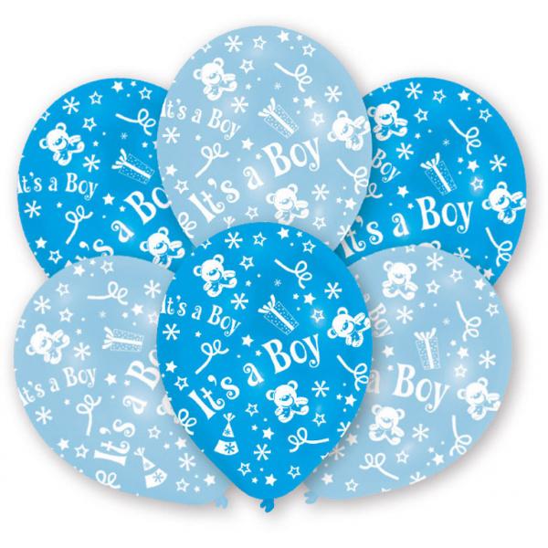 It's A Boy Printed Latex Balloons 11in, 6pcs Balloons & Streamers - Party Centre