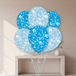 It's A Boy Printed Latex Balloons 11in, 6pcs Balloons & Streamers - Party Centre