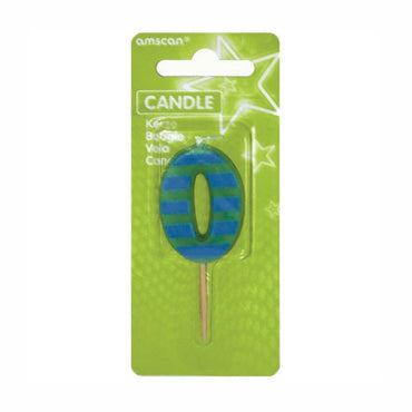 Number 0 Stripes Candle Party Accessories - Party Centre