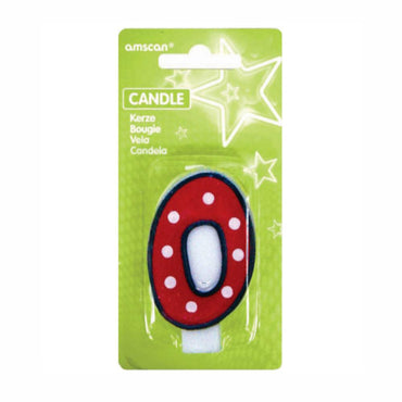 Number 0 Dots With Black Border Candle Party Accessories - Party Centre