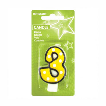 Number 3 Dots With Black Border Candle Party Accessories - Party Centre
