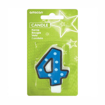 Number 4 Dots With Black Border Candle Party Accessories - Party Centre