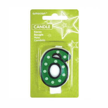 Number 6 Dots With Black Border Candle Party Accessories - Party Centre