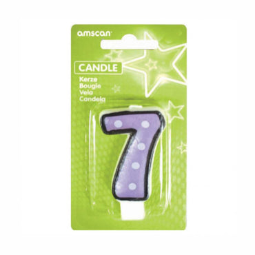 Number 7 Dots With Black Border Candle Party Accessories - Party Centre