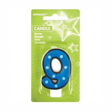 Number 9 Dots With Black Border Candle Party Accessories - Party Centre