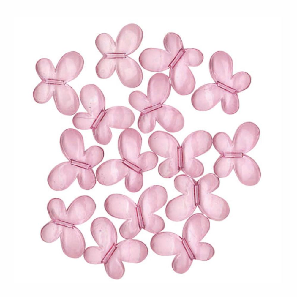 Pink Gems Acrylic Butterfly Confetti Decorations - Party Centre