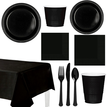 Party Centre Jet Black Party Kit For 20 People Kits - Party Centre