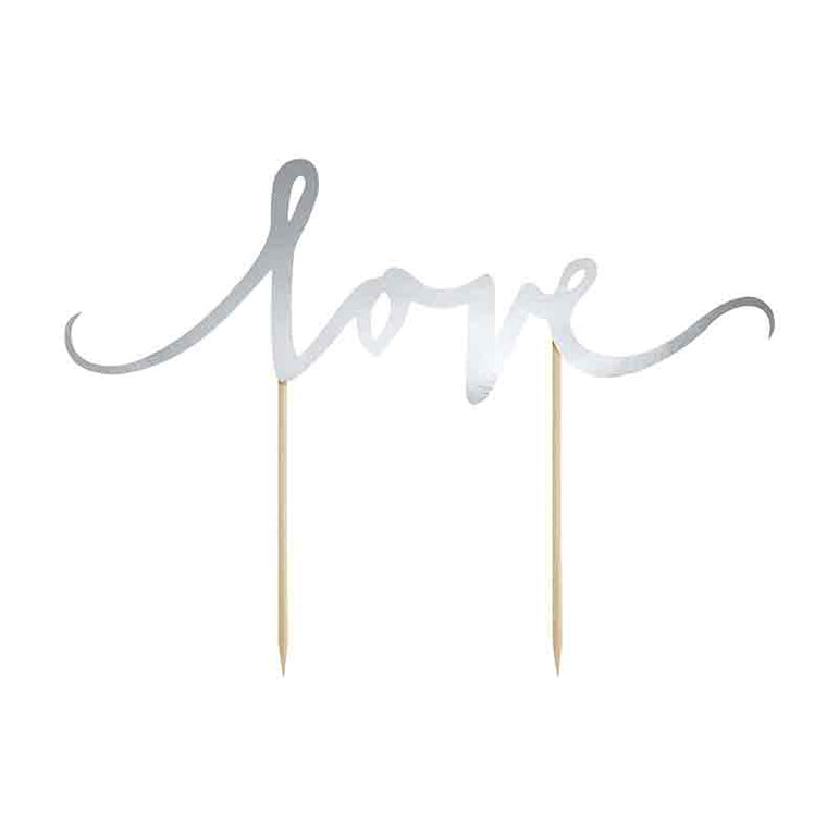 Silver Love Cake Topper 17cm