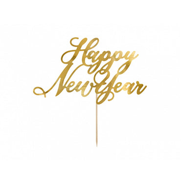 Happy New Year Gold Cake Topper 24cm Decorations - Party Centre