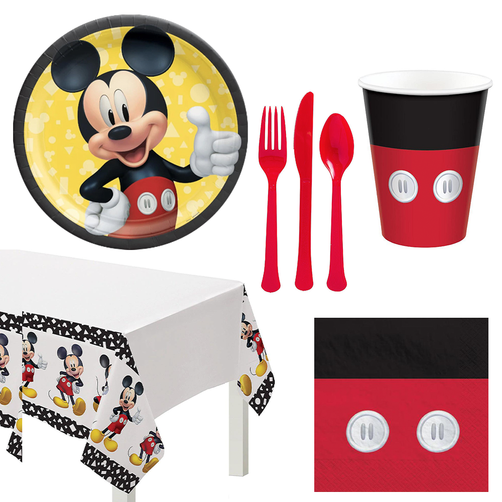 Mickey Forever Basic 57 Piece Tableware Party Supplies for 8 Guests
