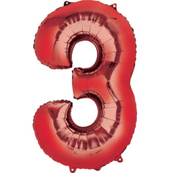 Red Number SuperShape Foil Balloons