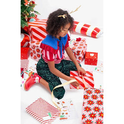 Stripes Light Pink & Red Print Wrapping Paper 70cm