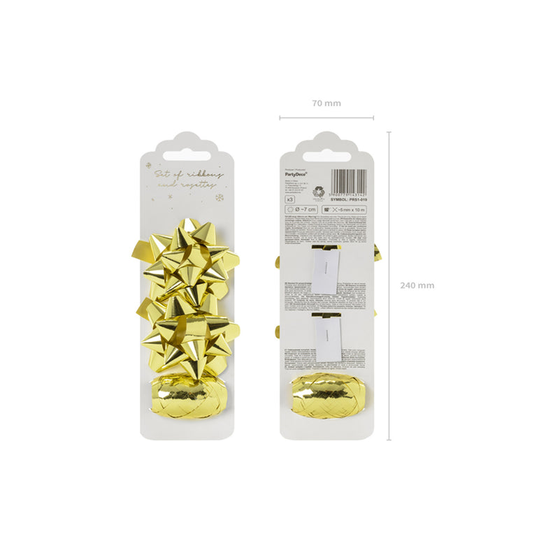 Gold Set of Ribbons and Rosettes 3pcs