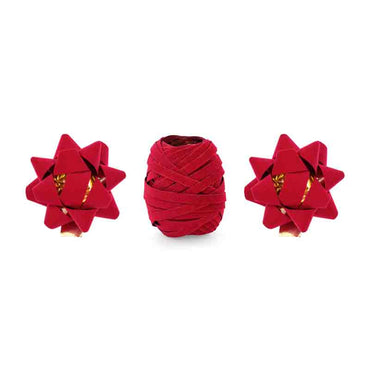 Red Velor Ribbons and Rosettes Mix 3pcs